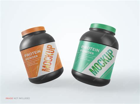 Premium PSD | Protein powder container jar with label mockup