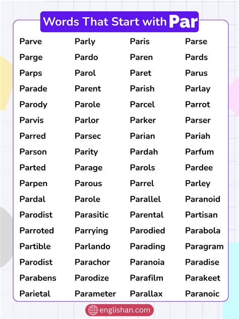 600 Words That Start with Par – Full Par Words List in English
