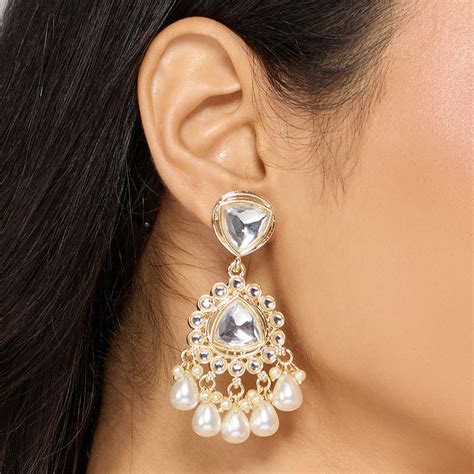 Buy Azai by Nykaa Fashion Off White and Gold Rhinestone and Pearl ...