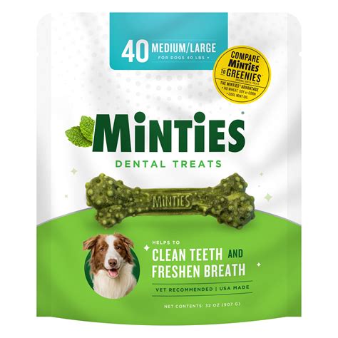 MINTIES Dog Dental Bone Treats, Dental Chews for Medium/Large Dogs over ...