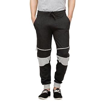 Campus Sutra Men Front Zip Joggers(SS16BOT_TPCTSW_M_PLN_CHGR_L) Black ...