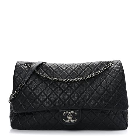 CHANEL Calfskin Quilted XXL Travel Flap Bag Black 1255512 | FASHIONPHILE