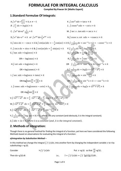 Image result for Basic Integration Formula Book