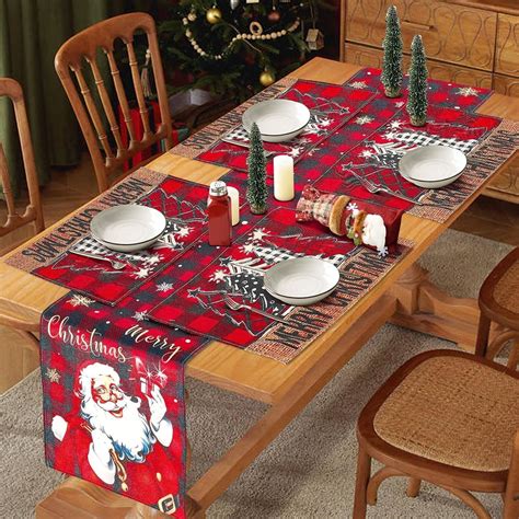 Amazon.com: Christmas Placemats,Christmas Table Runners Set of 5,Red ...