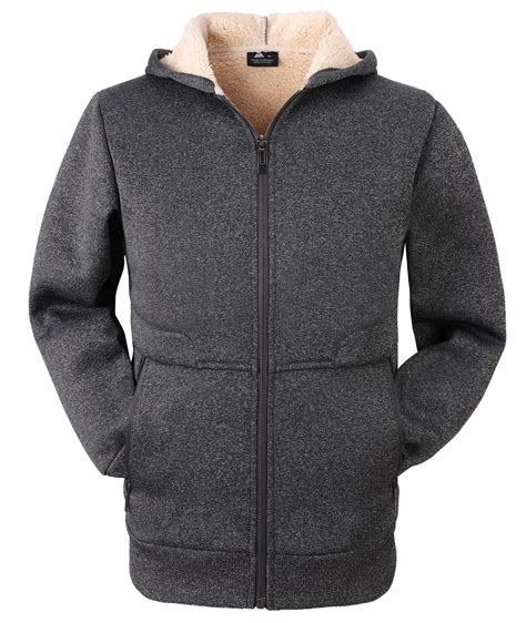 Geeksport Men's Fleece Full-Zip Jacket Winter Fleece Sherpa Lined ...