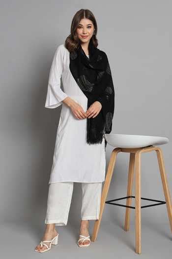 Buy Black Swarovski Crystal Pattern Shawl by Modarta Online at Aza ...