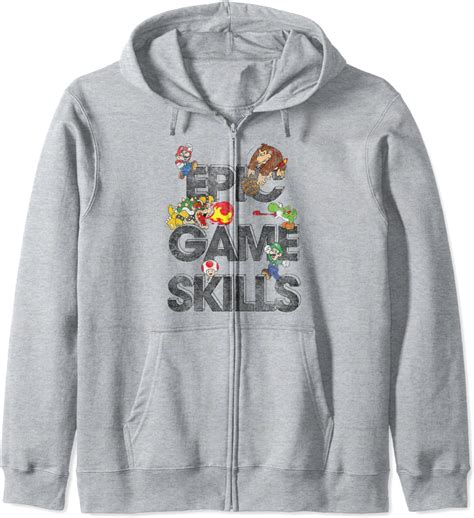 Buy Super Mario Epic Game Skills Character Collage Zip Hoodie Online at ...