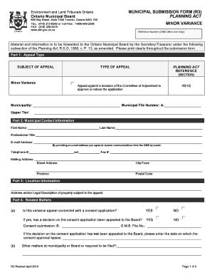 Municipal Submission Form (r3) Planning Act Minor Variance - Ontario ...