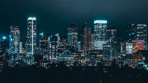 Download wallpaper 2048x1152 night city, buildings, skyscraper, lights ...