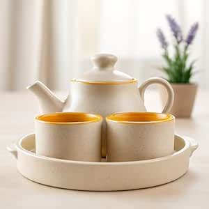 Buy IndoCasa Contemporary Chic Handcrafted Ceramic Tea Set –Speckled ...