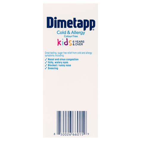Dimetapp Cold and Allergy Kids Colour Free 200ml