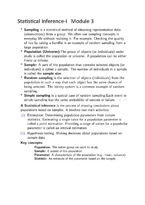 Module 3 - notes - Compter Science and Engineering - Statistical ...