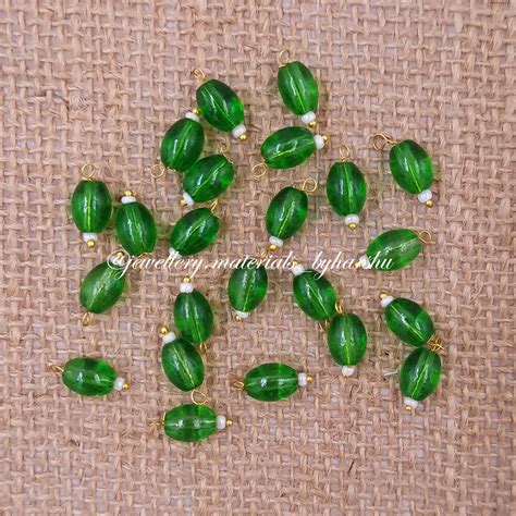 10MM Oval Hanging Beads (Dark Green) – Harshu's Craft Store