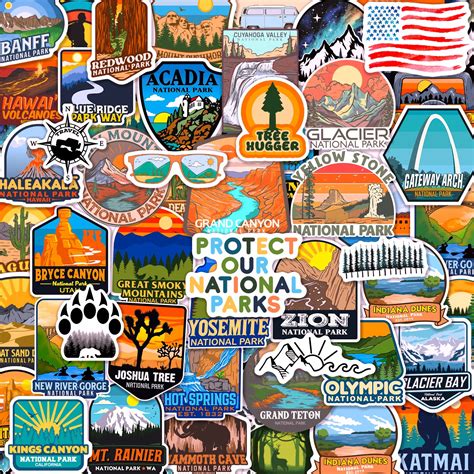 156 Pcs National Parks Sticker Pack, Outdoor Nature Camping Hiking Ins ...