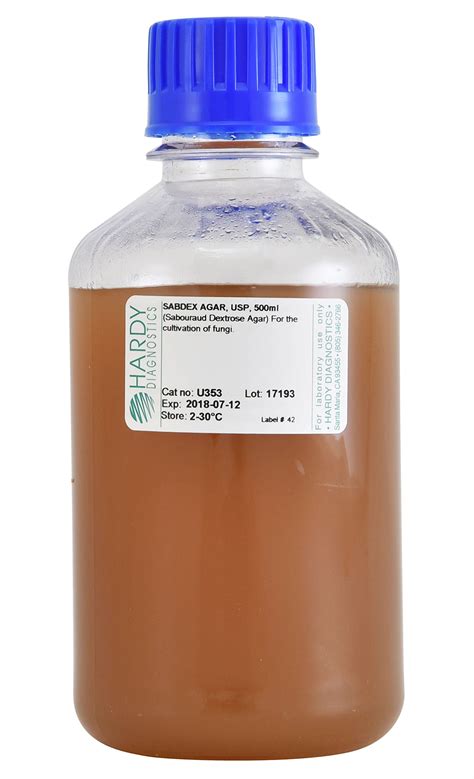Buy SabDex (Sabouraud Dextrose) Agar, USP, 500ml, for the Cultivation ...