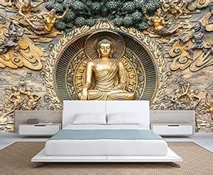 999STORE 3D Golden Meditating Buddha Mural Wallpaper for Bedroom (Non ...