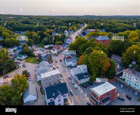 Historic commercial building aerial view on Main Street in historic ...