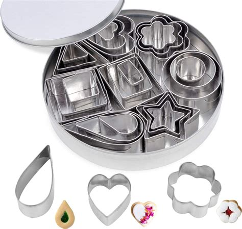 Mabor 12Pcs Cookie Cutter Set, Round/Circle Star Flower Heart Shape ...
