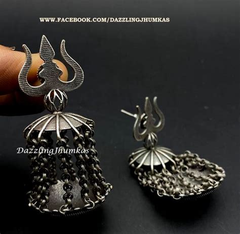 Silver Lookalike Trishul Oxidised Dangler Earrings – Khushi Handicrafts