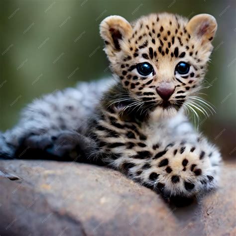 Premium Photo | Cute baby cub cheetah or leopard looking at camera