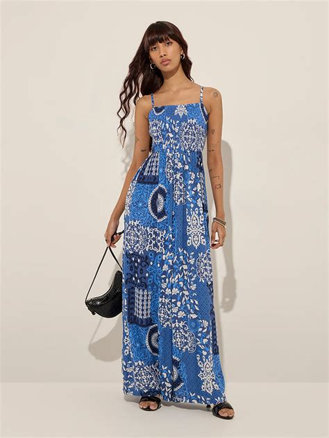 Buy Bombay Paisley Blue Printed Jumpsuit from Westside