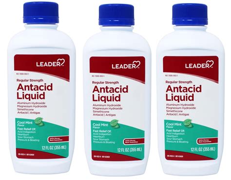 Leader Regular Strength Antacid Liquid, Cool Mint, 12 fl oz - 3 Pack - Walmart.com