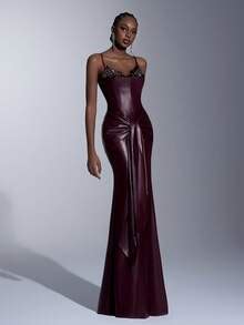 Elitara Vestido minimalista de luxo, sexy, sem alças, feito à mão com ...