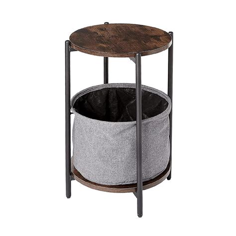 AZL1 Life Concept Vintage Round End Side Table with Basket Industrial ...