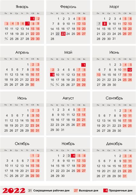 Календарь на 2022 год с праздниками и выходными в России