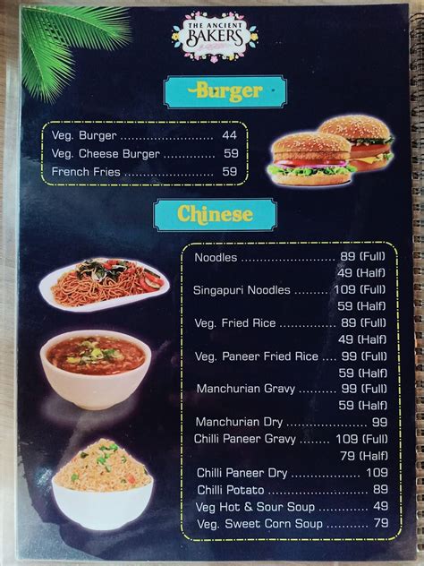Menu at The Ancient Bakers, Kanpur