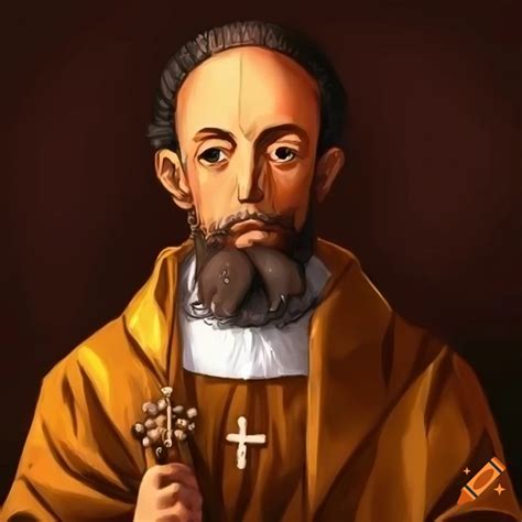 Anime portrait of a parish priest with a rosary in spanish colonial era ...