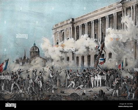 France. Paris. 1830 Revolution. 29 July. Combat and conquest of Louvre ...
