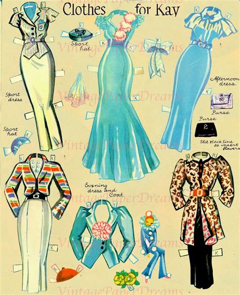 Vintage Paper Doll Printable PDF art Deco Paper Doll 30s - Etsy