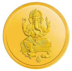 Kalyan Jewellers 24K (999) Purity Lord Ganesh Gold Coin 10 Gms : Amazon ...