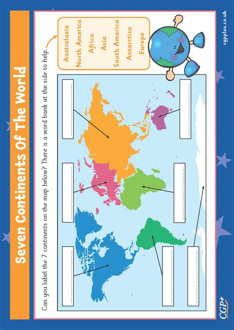 The Seven Continents of the World (Years 1-2) | CGP Plus - Worksheets ...