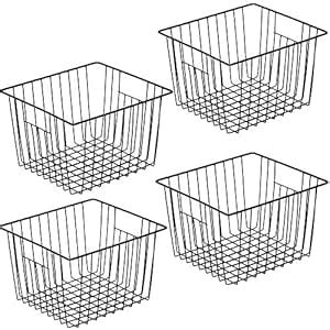 SANNO Wire Storage Basket Freezer Farmhouse Storage Organizer,4 Pack ...