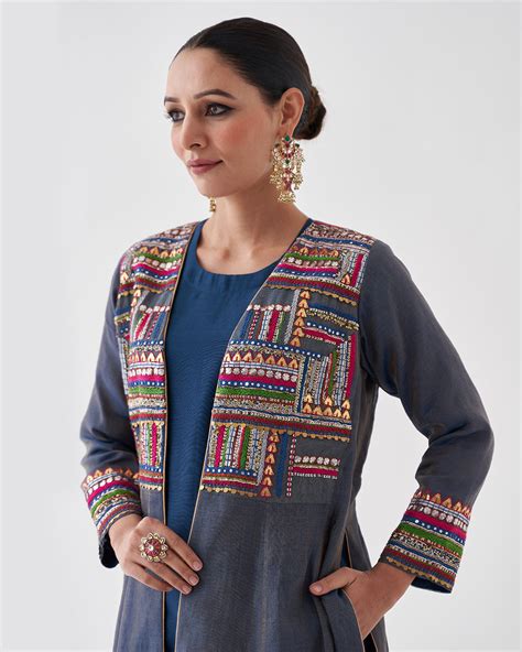 Vaaya | The Neel Tara Silk Tissue Chanderi Overlay with Gota Patti ...