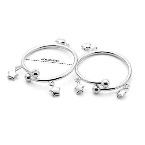 Black Silver Exclusive 925 Sterling Silver Ghungroo Star Charms Kada ...