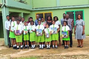 HOPSA 1985/87 year group donate books to Leap School in Obuasi
