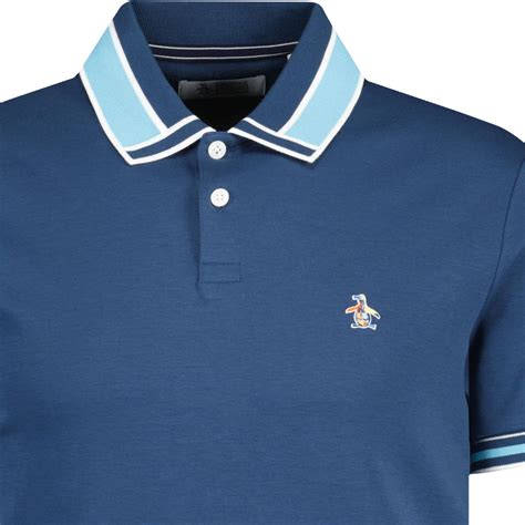 Original Penguin Novelty Collar Retro Polo Shirt in Sargasso Sea