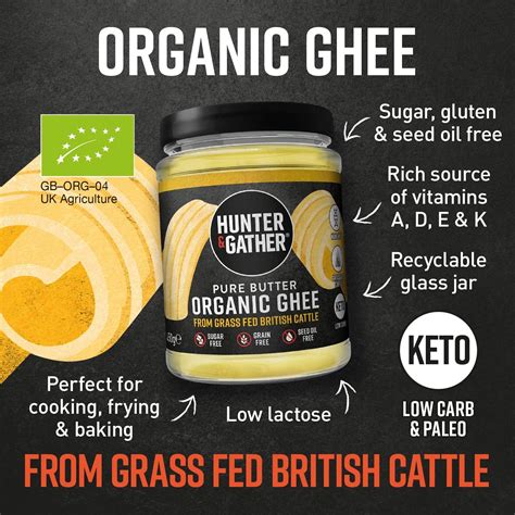 HUNTER & GATHER ~ Organic British Grass Fed GHEE -Pure Clarified Butter ...
