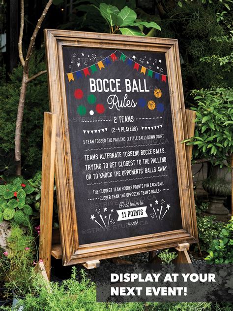 Bocce Ball Rules Sign, Bocce Ball Poster, Backyard Games, Outdoor Party ...
