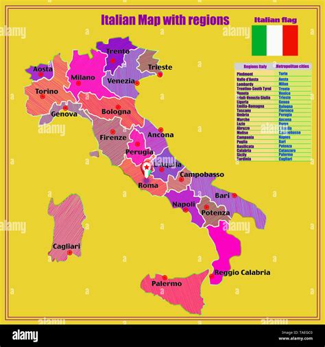 Map of Italy. Bright illustration with map. Illustration with colorful ...