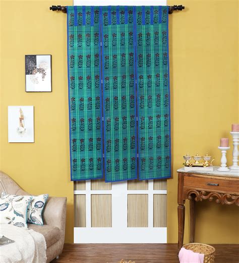Three Panel Bamboo Curtain - Blue | Silpakarman