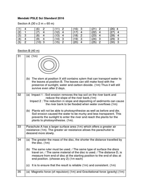 Image result for PSLE 2016 Science Answer Key
