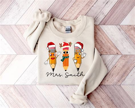 Personalized Teacher Sweater, Christmas Teacher Sweatshirt, Teacher ...