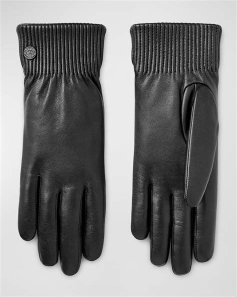 Vince Leather & Cashmere Ribbed Gloves | Neiman Marcus