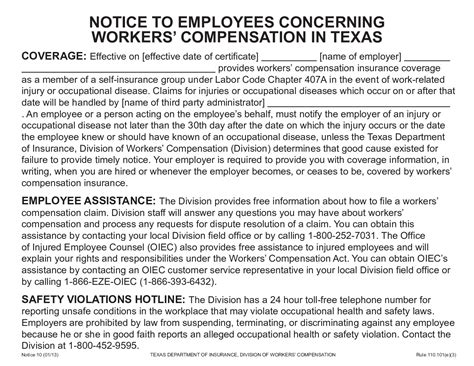 Free Workers' Compensation Notice 10 2026