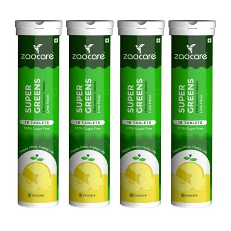 Buy Zaocare Supergreens Effervescent Tablets Combo | Daily Greens For ...