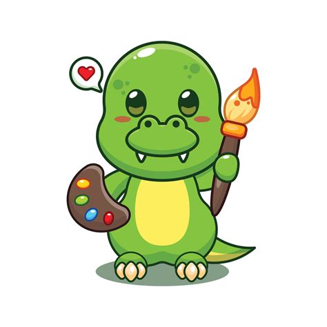 dino painter cartoon vector illustration. 25561362 Vector Art at Vecteezy